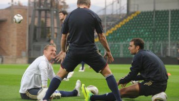 Тренировка сборной России по футболу перед матчем со Словакией.