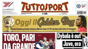 Tuttosport досрочно объявил о том, что Ренату Саншеш стал обладателем премии Golden Boy
