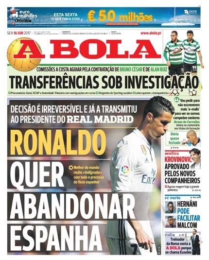 A Bola: Роналду решил покинуть «Реал» из-за обвинений о неуплате налогов