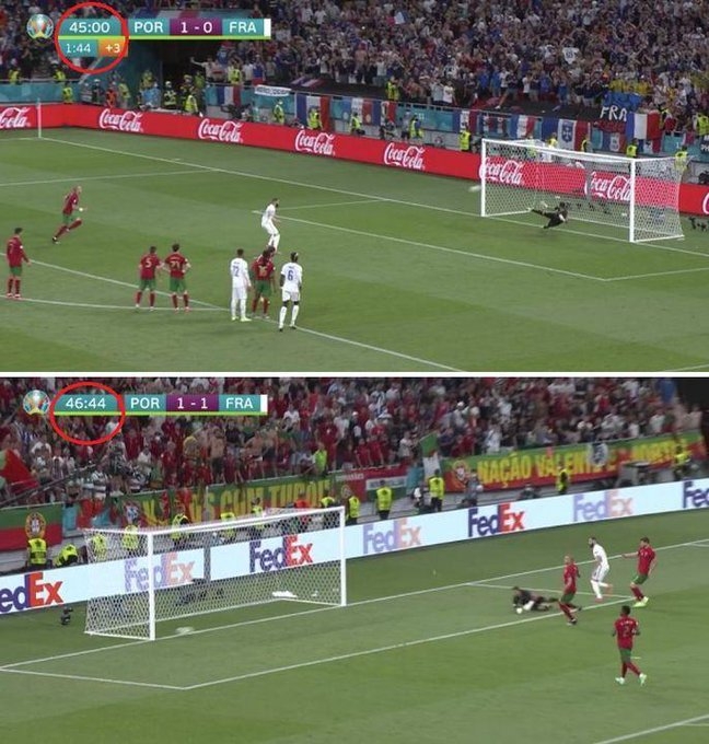 Удивительное рядом. Бензема забил два гола Португалии в одно и то же время. Фотофакт